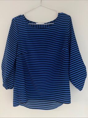 Calvin Klein Women’s Blouse with Blue and Black Stripes